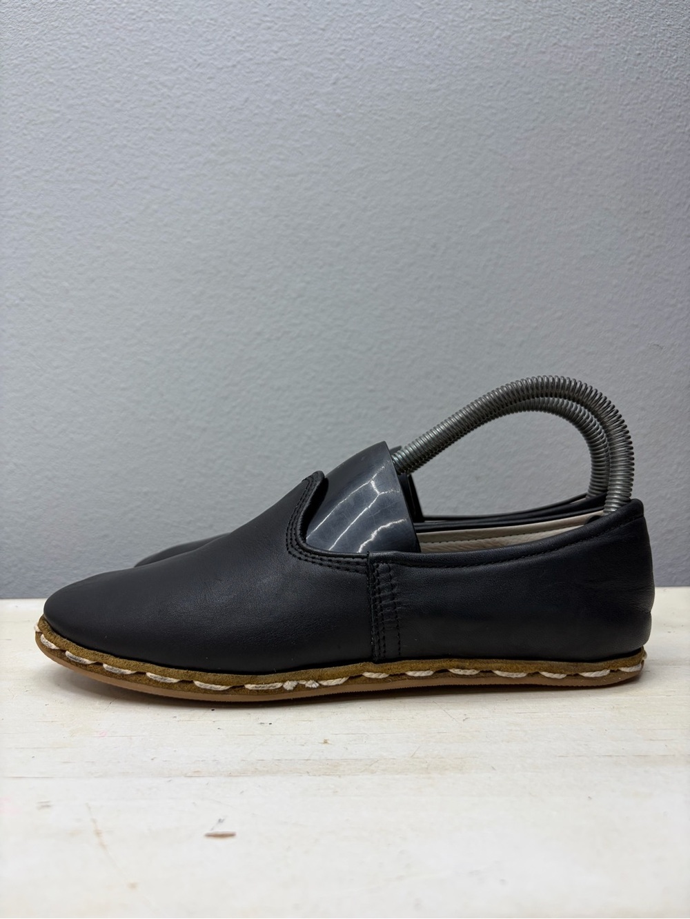 Sabah Black Leather Slip On Loafers Size 38
